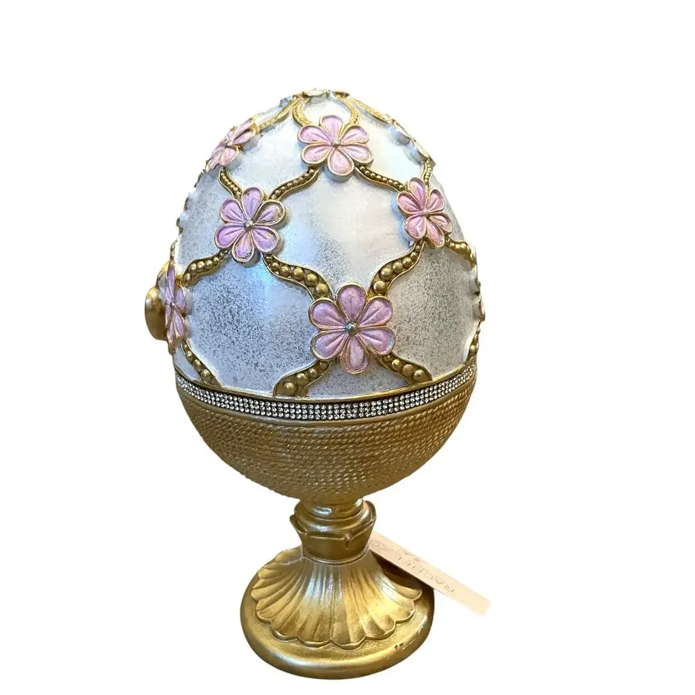 Rachel Zoe Easter Jeweled Rhinestone Embellished 3D Butterfly Pedestal Egg New